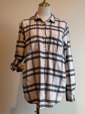 Thread & Supply Plaid Flannel Shacket - Size S - Gray/White